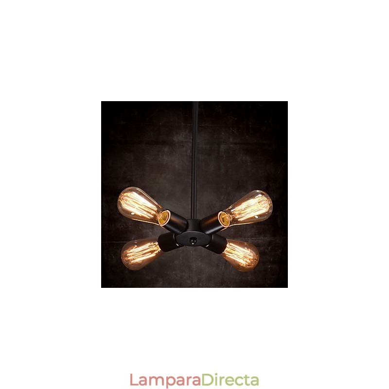 Lámpara colgante de 4 luces estilo rústico de hierro forjado