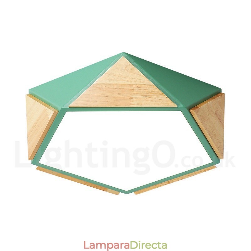 Lámpara de techo de madera Macaron multicolor regulable con pantalla acrílica, estilo nórdico