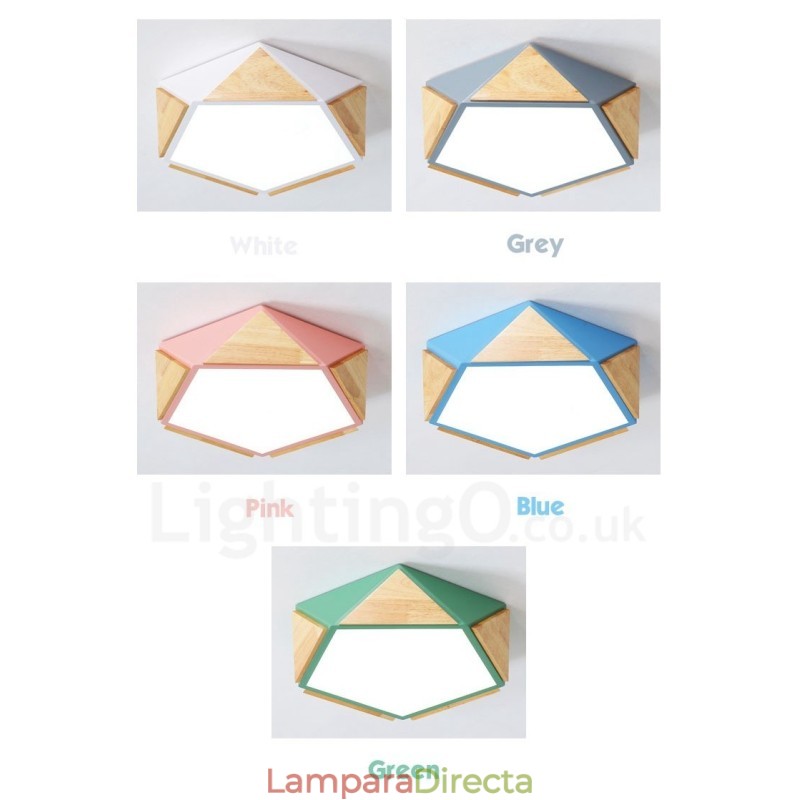 Lámpara de techo de madera Macaron multicolor regulable con pantalla acrílica, estilo nórdico