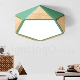 Lámpara de techo de madera Macaron multicolor regulable con pantalla acrílica, estilo nórdico