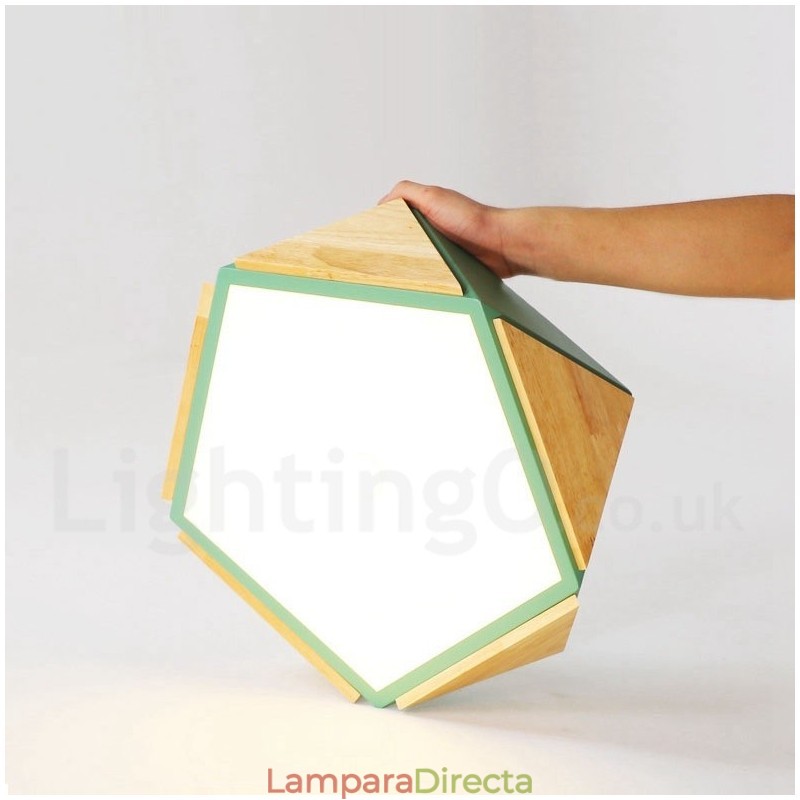 Lámpara de techo de madera Macaron multicolor regulable con pantalla acrílica, estilo nórdico