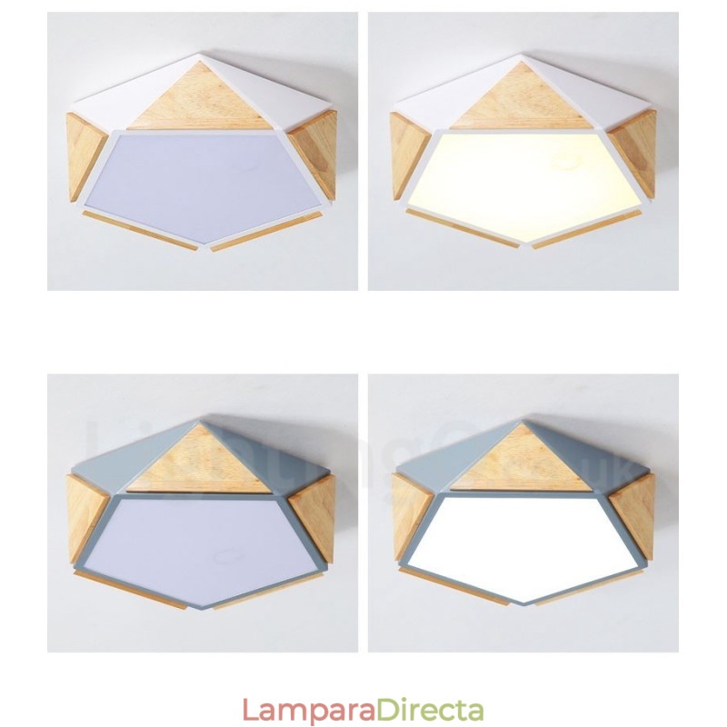 Lámpara de techo de madera Macaron multicolor regulable con pantalla acrílica, estilo nórdico