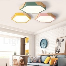 Lámpara de techo de madera ultrafina multicolor con pantalla acrílica, regulable, estilo nórdico, modelo Macaron