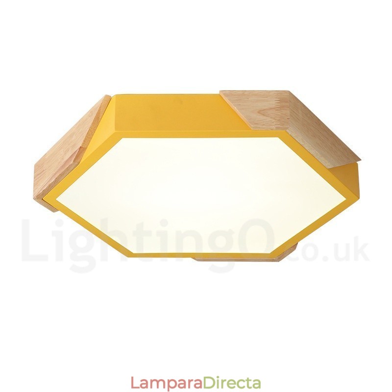 Lámpara de techo de madera ultrafina multicolor con pantalla acrílica, regulable, estilo nórdico, modelo Macaron