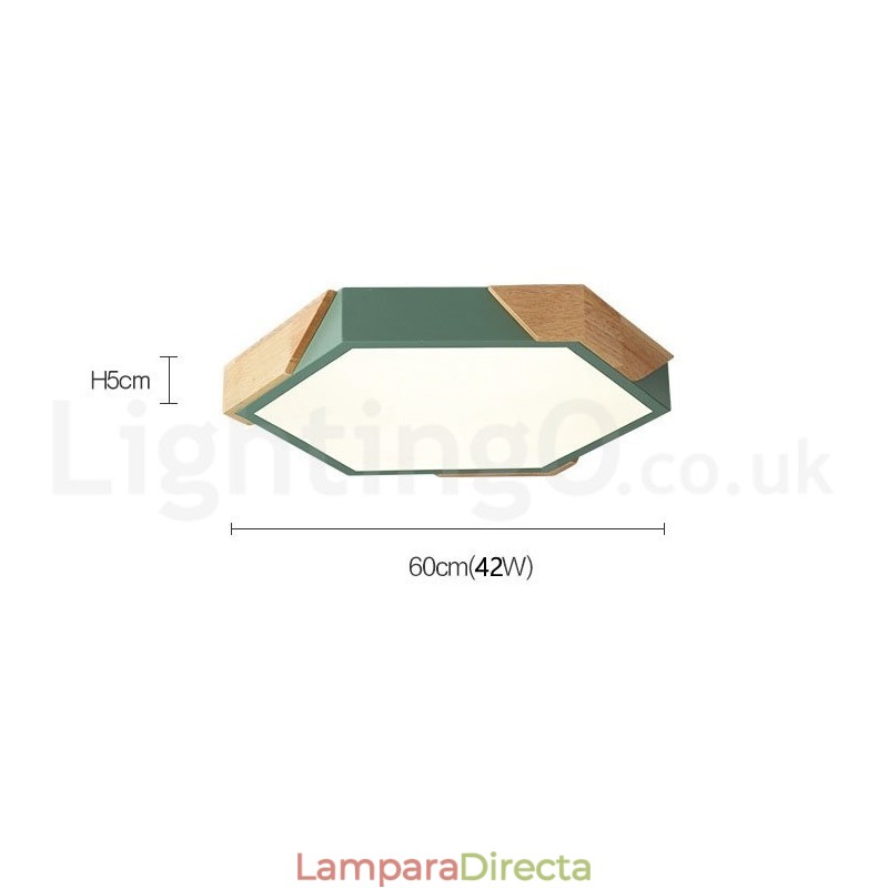 Lámpara de techo de madera ultrafina multicolor con pantalla acrílica, regulable, estilo nórdico, modelo Macaron