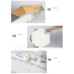 Lámpara de techo de madera ultrafina multicolor con pantalla acrílica, regulable, estilo nórdico, modelo Macaron