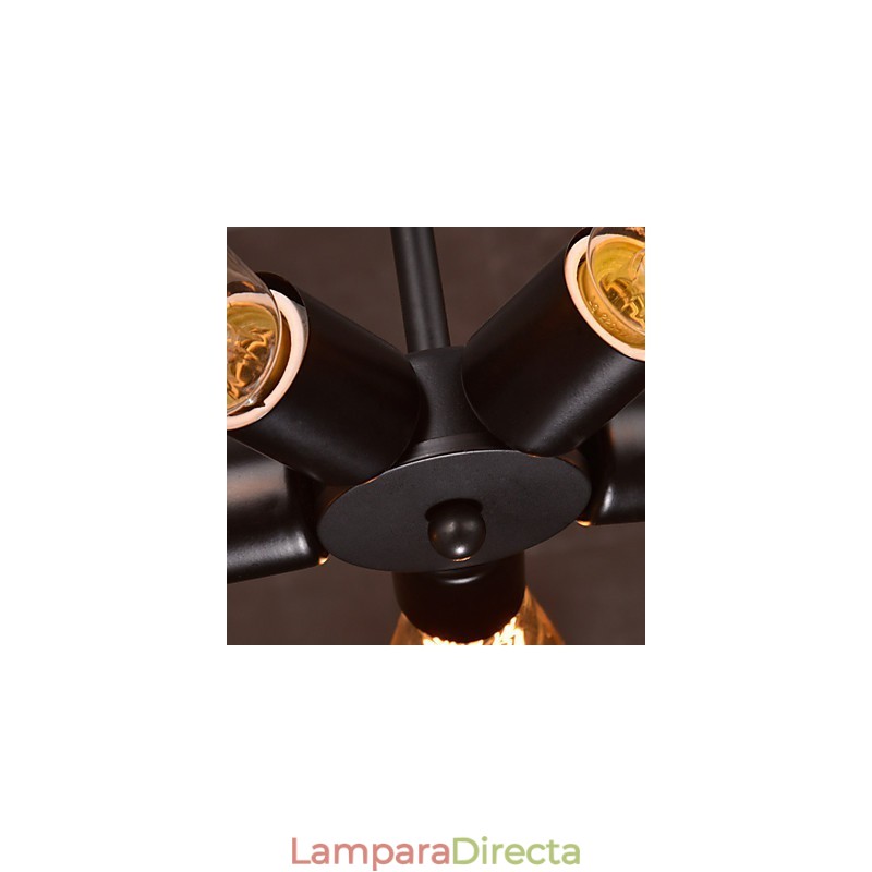 Lámpara colgante de 4 luces estilo rústico de hierro forjado