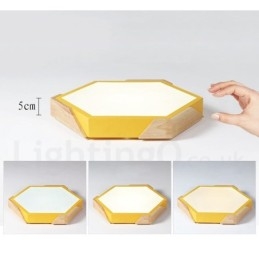 Lámpara de techo de madera ultrafina multicolor con pantalla acrílica, regulable, estilo nórdico, modelo Macaron