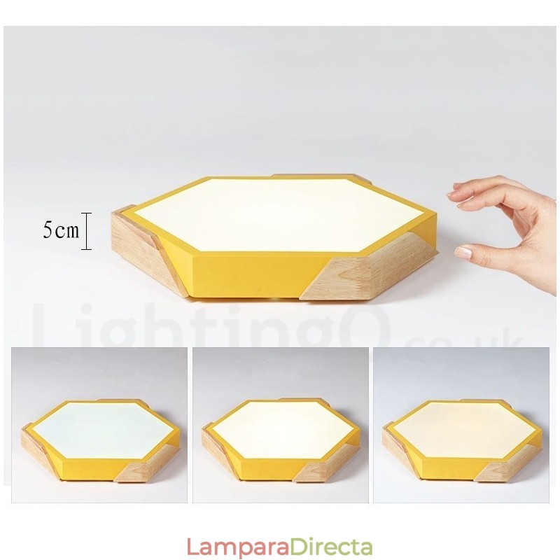 Lámpara de techo de madera ultrafina multicolor con pantalla acrílica, regulable, estilo nórdico, modelo Macaron