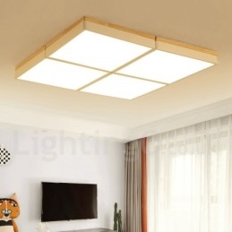 Lámpara de techo de madera ultrafina multicolor con pantalla acrílica, estilo nórdico, cuadrada, regulable, Macaron