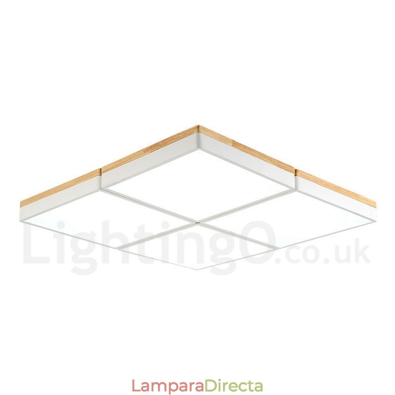 Lámpara de techo de madera ultrafina multicolor con pantalla acrílica, estilo nórdico, cuadrada, regulable, Macaron