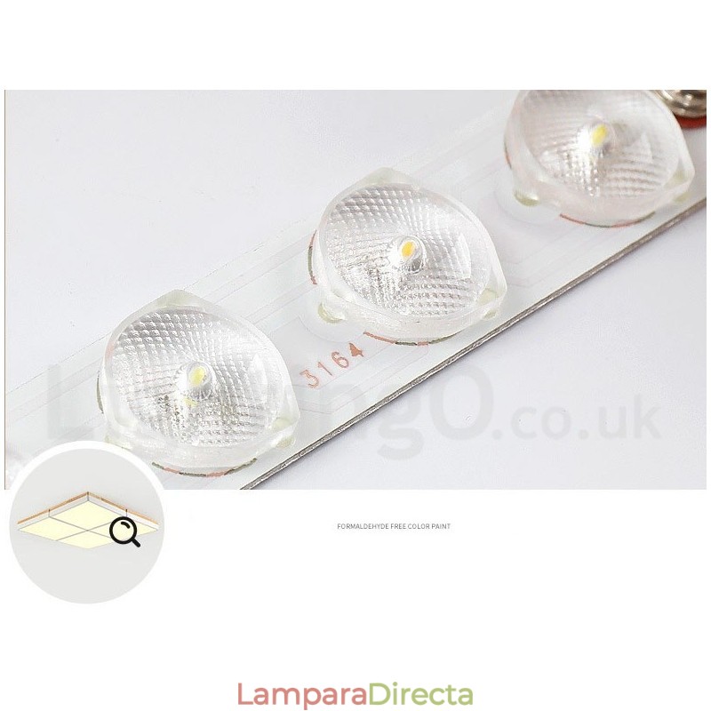 Lámpara de techo de madera ultrafina multicolor con pantalla acrílica, estilo nórdico, cuadrada, regulable, Macaron