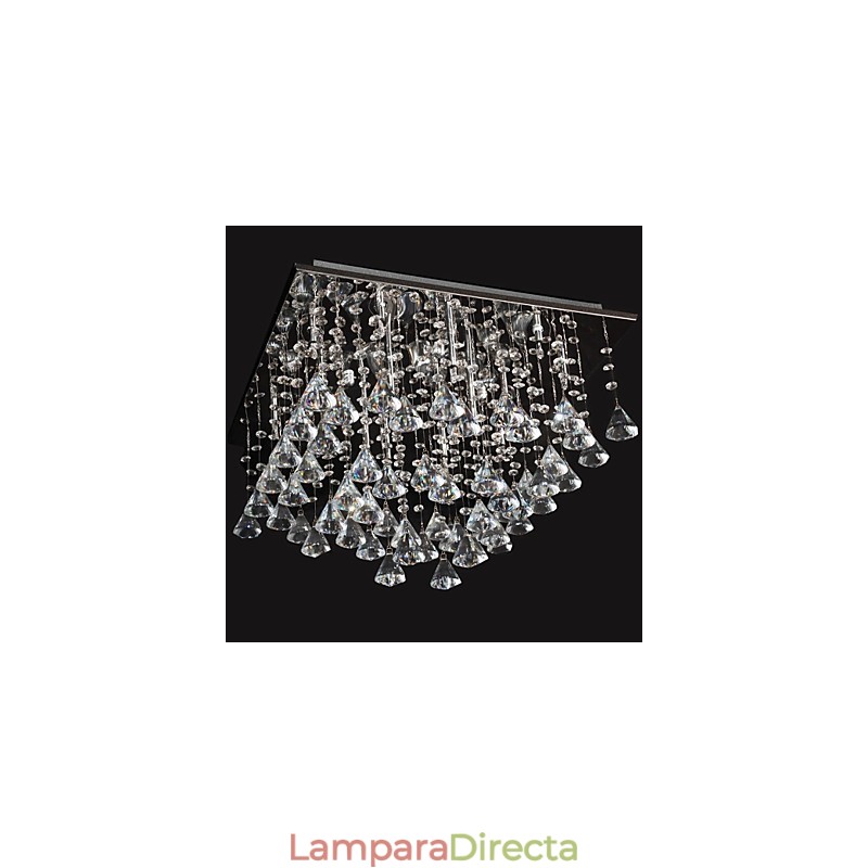 Lámpara de araña clásica tradicional de metal cromado y cristal