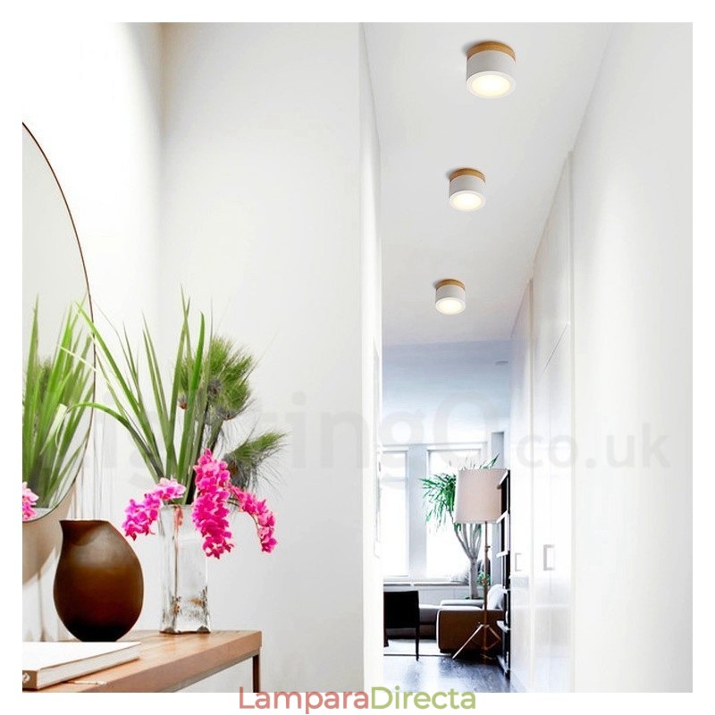 Minilámpara de techo de diseño moderno de madera con pantalla acrílica especial para también se puede utilizar como luz de pared