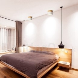 Minilámpara de techo de diseño moderno de madera con pantalla acrílica especial para también se puede utilizar como luz de pared