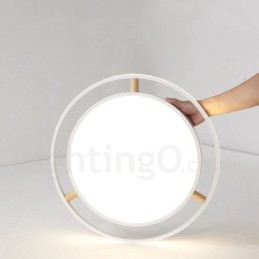 Lámpara de techo redonda de madera ultrafina multicolor con pantalla acrílica, regulable, estilo nórdico, Macaron