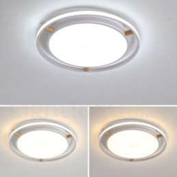 Lámpara de techo redonda de madera ultrafina multicolor con pantalla acrílica, regulable, estilo nórdico, Macaron