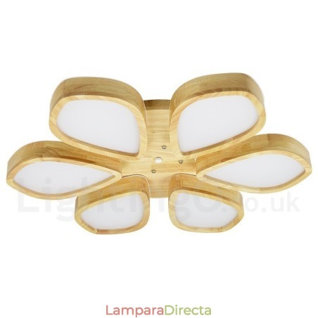 Lámpara de techo de pétalos de madera con pantalla acrílica, estilo nórdico Lámpara de techo de pétalos de madera con pantalla acrílica, estilo nórdico