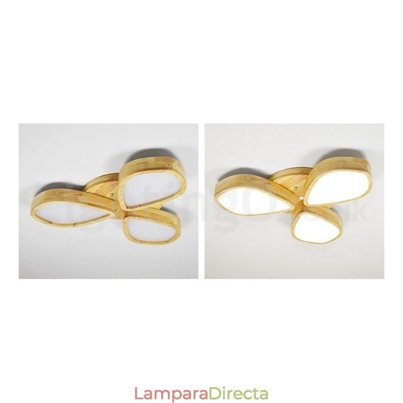 Lámpara de techo de pétalos de madera con pantalla acrílica, estilo nórdico