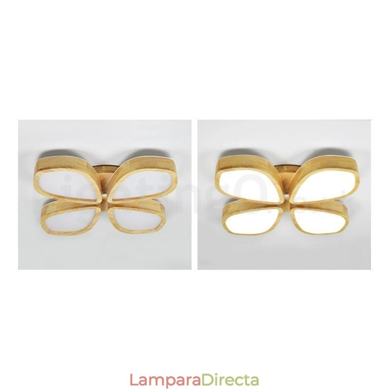 Lámpara de techo de pétalos de madera con pantalla acrílica, estilo nórdico