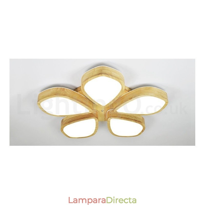 Lámpara de techo de pétalos de madera con pantalla acrílica, estilo nórdico