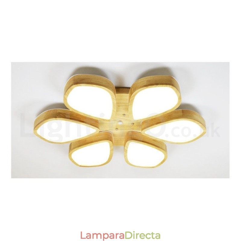 Lámpara de techo de pétalos de madera con pantalla acrílica, estilo nórdico