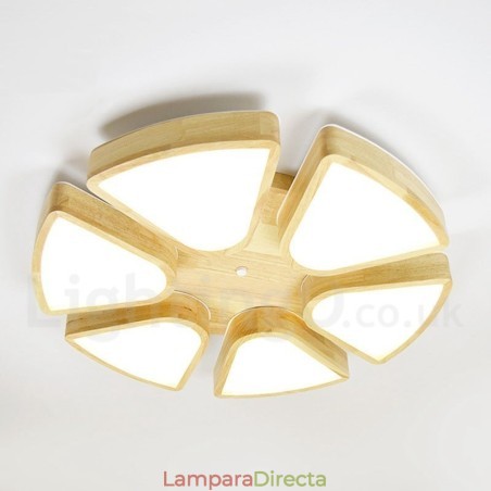 Lámpara de techo de pétalos de madera con pantalla acrílica, estilo nórdico Lámpara de techo de pétalos de madera con pantalla acrílica, estilo nórdico