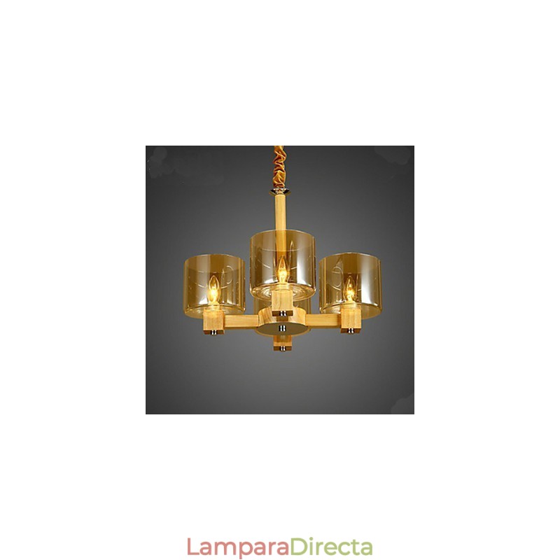 Lámpara colgante de moda Mesa de madera Cubierta de vidrio
