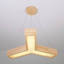 Lámpara colgante triangular moderna de madera