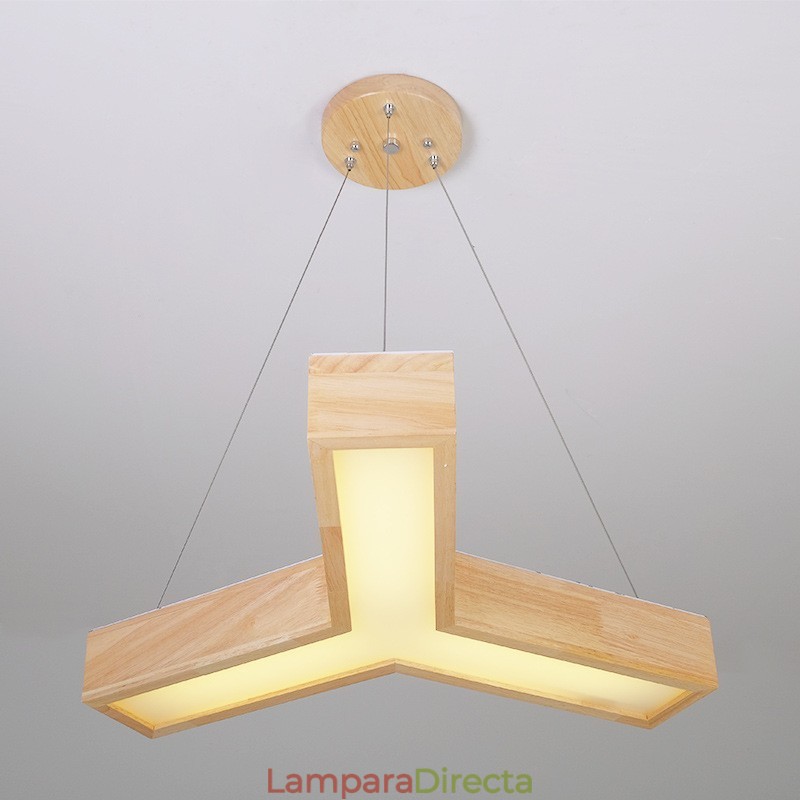 Lámpara colgante triangular moderna de madera