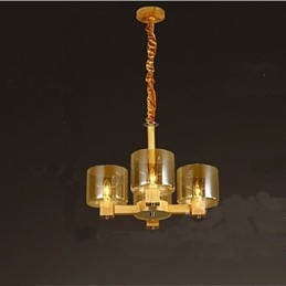 Lámpara colgante de moda Mesa de madera Cubierta de vidrio