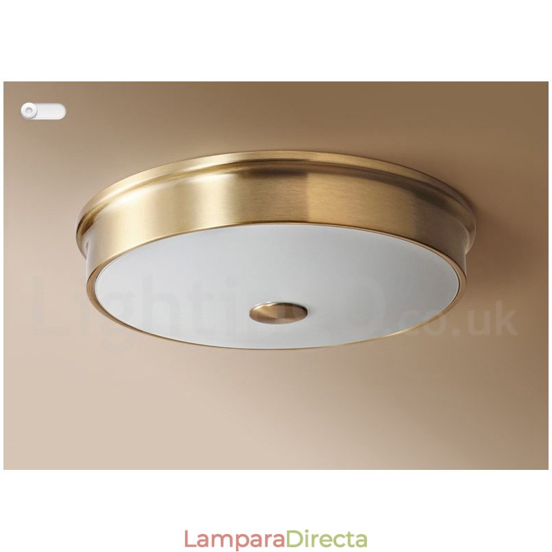 Lámpara de techo empotrada retro vintage con pantalla de cristal