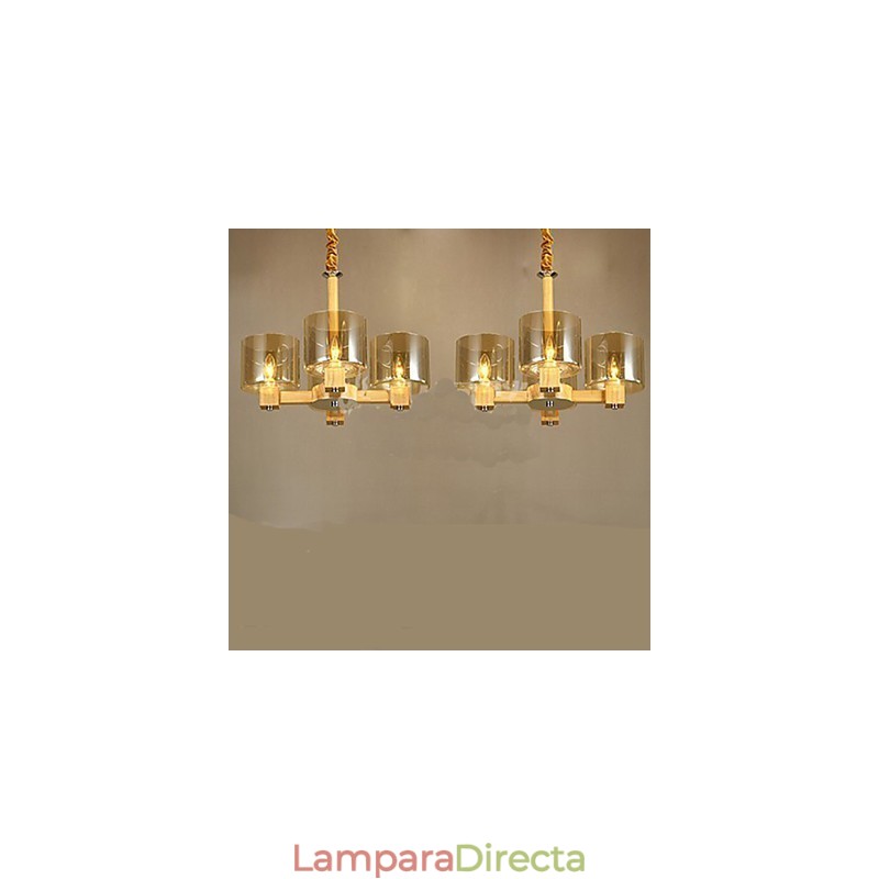 Lámpara colgante de moda Mesa de madera Cubierta de vidrio