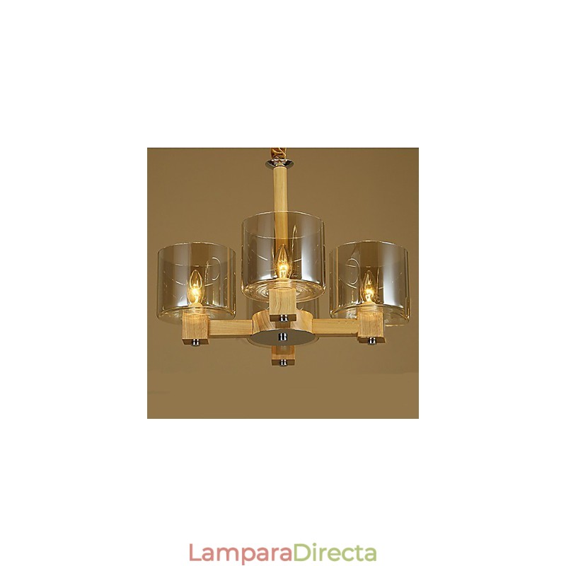 Lámpara colgante de moda Mesa de madera Cubierta de vidrio