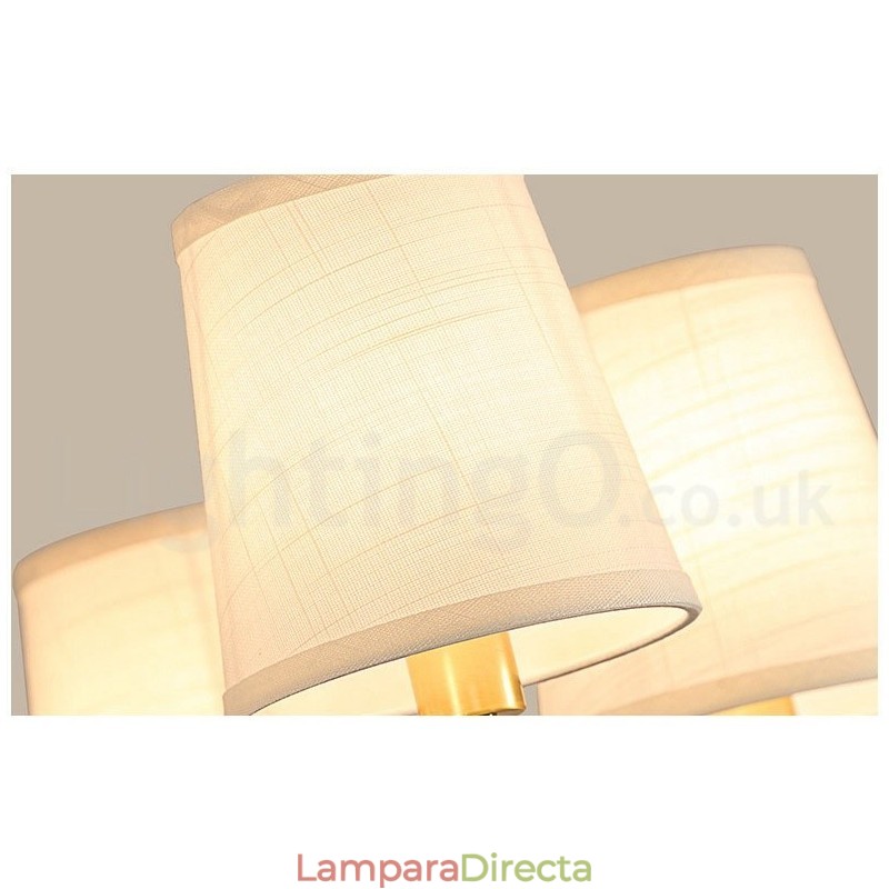 Lámpara colgante grande de latón puro, estilo rústico, retro, vintage, con pantallas de tela