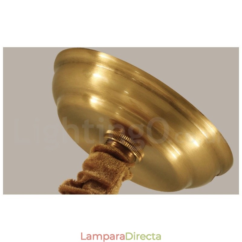 Lámpara colgante grande de latón puro, estilo rústico, retro, vintage, con pantallas de tela