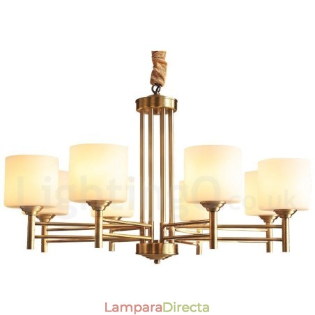 Lámpara colgante grande de latón puro, estilo rústico, retro, vintage, con pantallas de cristal Lámpara colgante grande de latón puro, estilo rústico, retro, vintage, con pantallas de cristal