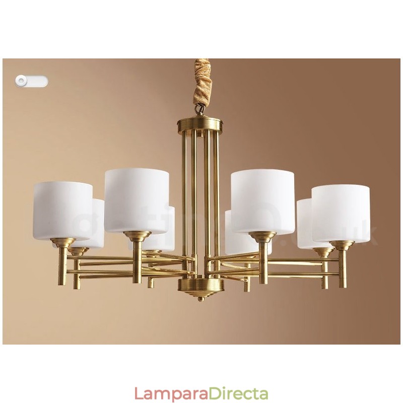 Lámpara colgante grande de latón puro, estilo rústico, retro, vintage, con pantallas de cristal
