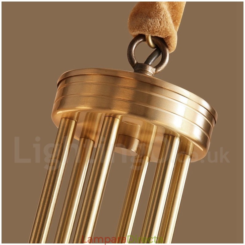 Lámpara colgante grande de latón puro, estilo rústico, retro, vintage, con pantallas de cristal