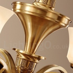 Lámpara colgante grande de latón puro, estilo rústico, retro, vintage, con pantallas de cristal