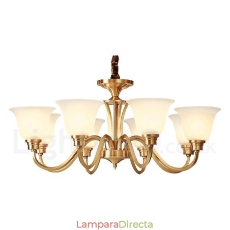 Lámpara colgante grande de latón puro, estilo rústico, retro, vintage, de latón macizo, con pantallas de cristal. Lámpara colgante grande de latón puro, estilo rústico, retro, vintage, de latón macizo, con pantallas de cristal.
