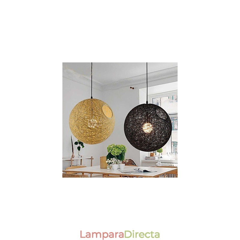 Lámpara de ratán estilo pastoral, estilo rural, moderna y sencilla, con bola de cáñamo.