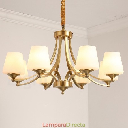 Lámpara colgante grande de latón puro, estilo rústico, retro, vintage, con pantallas de cristal Lámpara colgante grande de latón puro, estilo rústico, retro, vintage, con pantallas de cristal