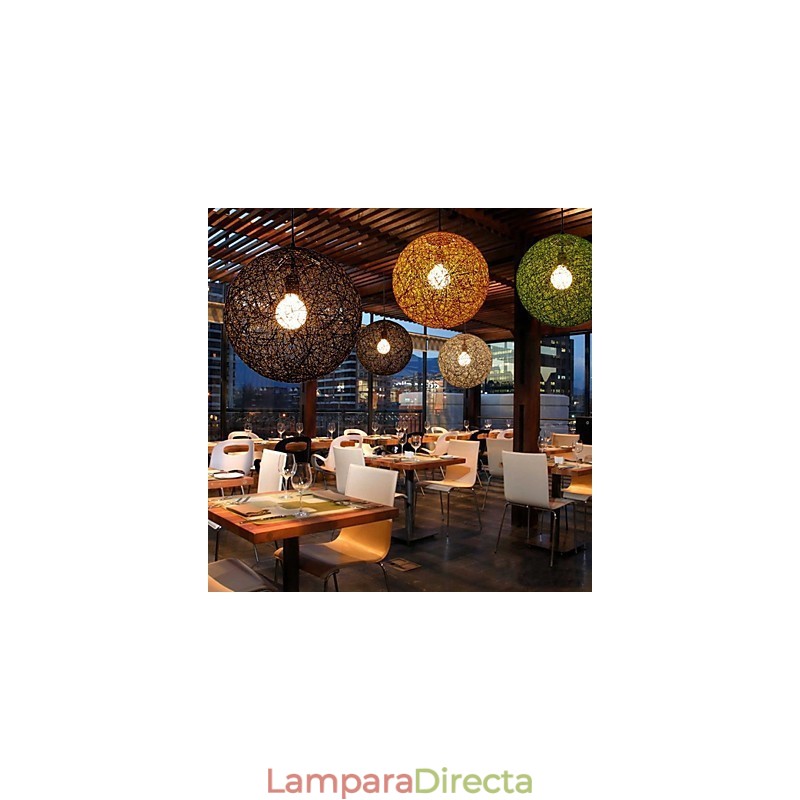 Lámpara de ratán estilo pastoral, estilo rural, moderna y sencilla, con bola de cáñamo.