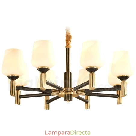 Lámpara colgante grande de latón puro, estilo rústico, retro, vintage, con pantallas de cristal Lámpara colgante grande de latón puro, estilo rústico, retro, vintage, con pantallas de cristal