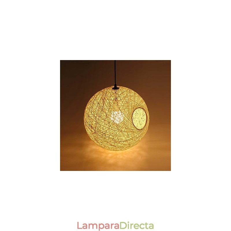 Lámpara de ratán estilo pastoral, estilo rural, moderna y sencilla, con bola de cáñamo.