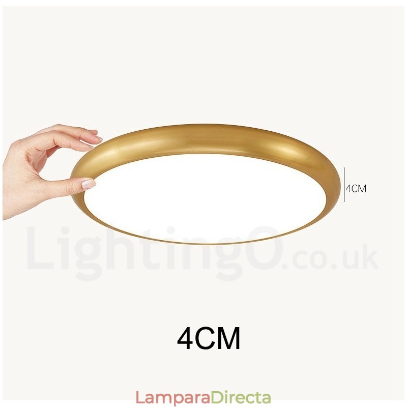 Lámpara de techo empotrada de latón, ultrafina, regulable, moderna y contemporánea, de estilo nórdico, con pantalla acrílica. También se puede usar como aplique de pared.