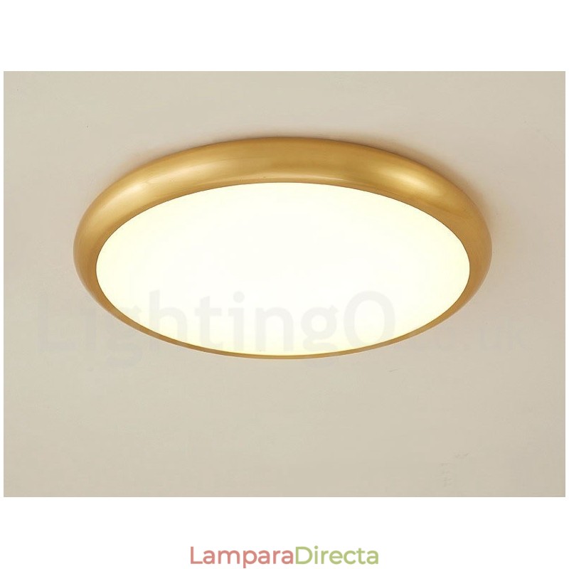Lámpara de techo empotrada de latón, ultrafina, regulable, moderna y contemporánea, de estilo nórdico, con pantalla acrílica. También se puede usar como aplique de pared.