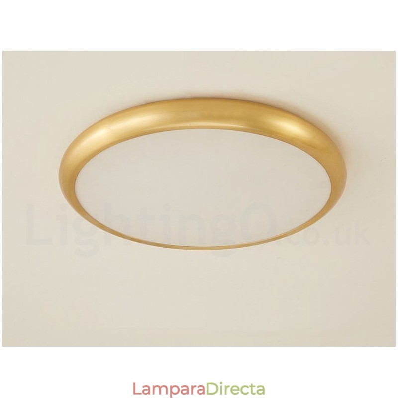 Lámpara de techo empotrada de latón, ultrafina, regulable, moderna y contemporánea, de estilo nórdico, con pantalla acrílica. También se puede usar como aplique de pared.