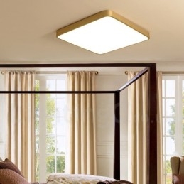 Lámpara de techo empotrada de latón, ultrafina, cuadrada, regulable, moderna, contemporánea, de estilo nórdico con pantalla acrílica. También se puede usar como aplique de pared.